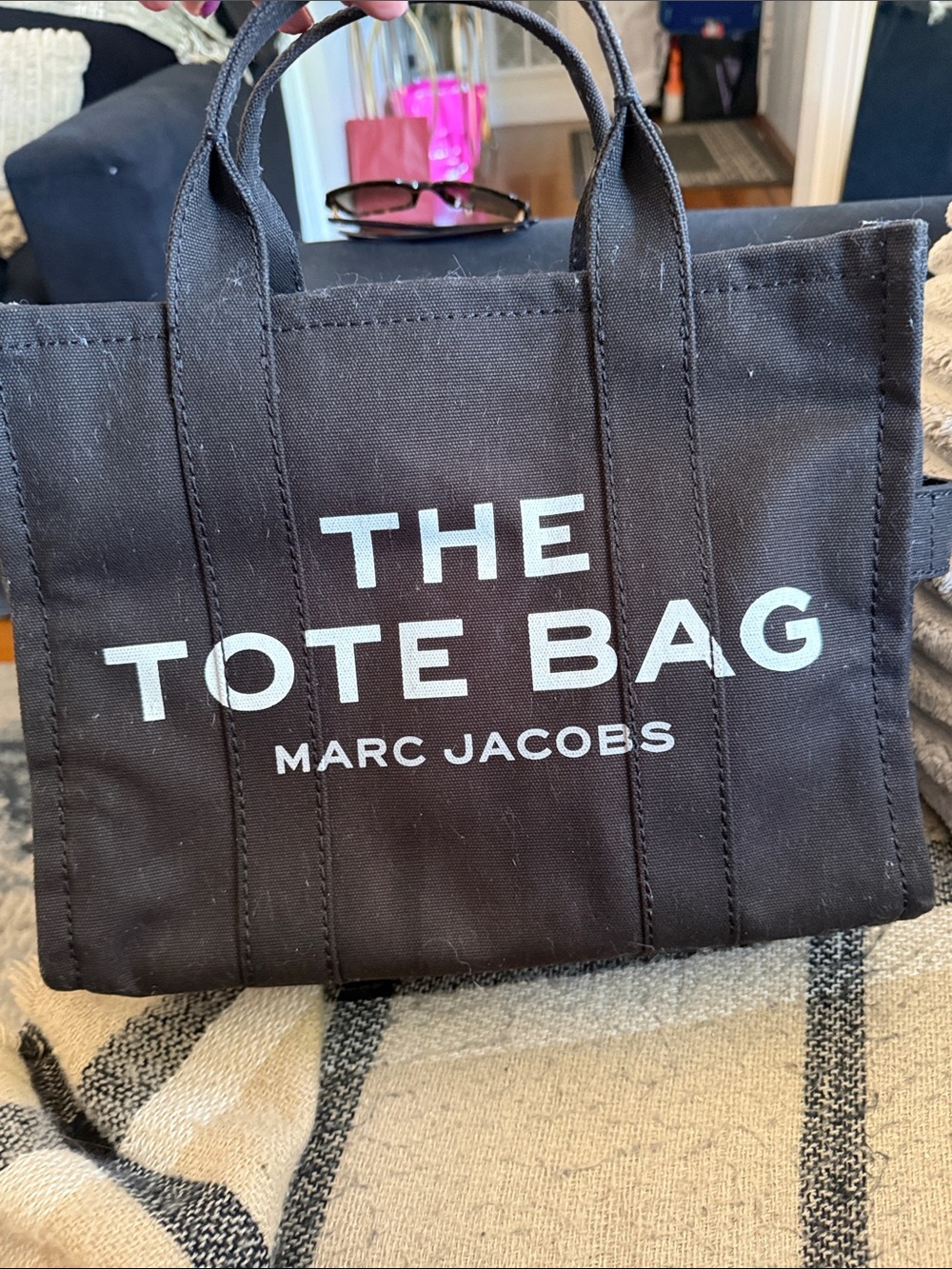 Marc Jacobs Black Canvas Tote with White Logo
